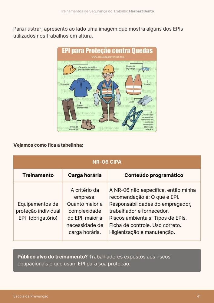 Tabela resumo NR-06