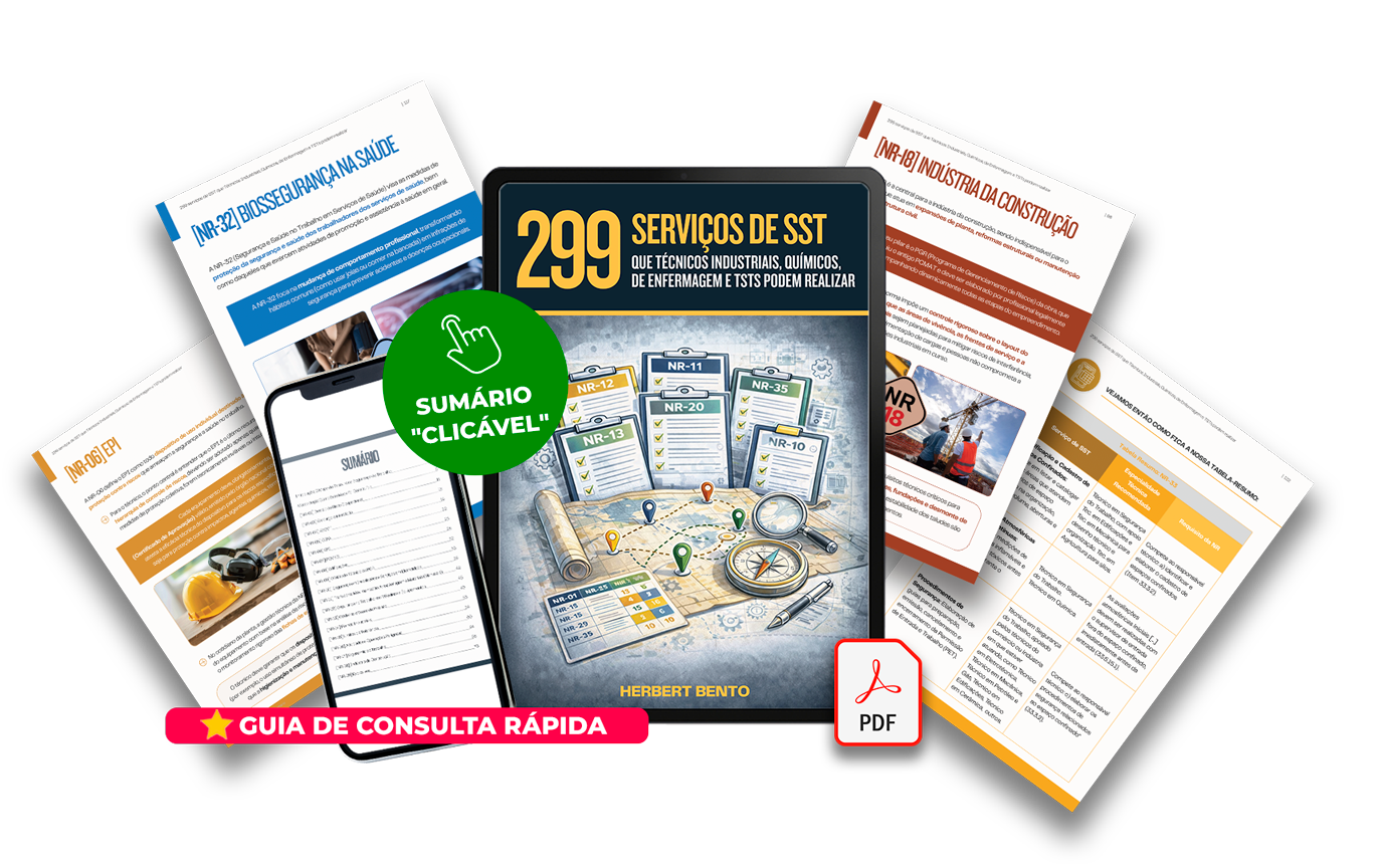 299 SERVIÇOS DE SST QUE TÉCNICOS INDUSTRIAIS,QUÍMICOS, DE ENFERMAGEM E TSTS PODEM REALIZAR