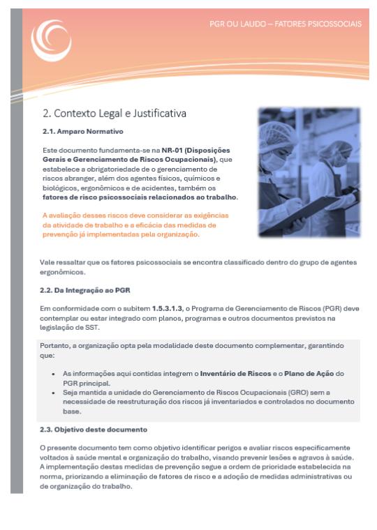 Laudo de fatores psicossociais (base legal)