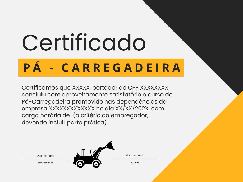 Certificado Pá Carregadeira