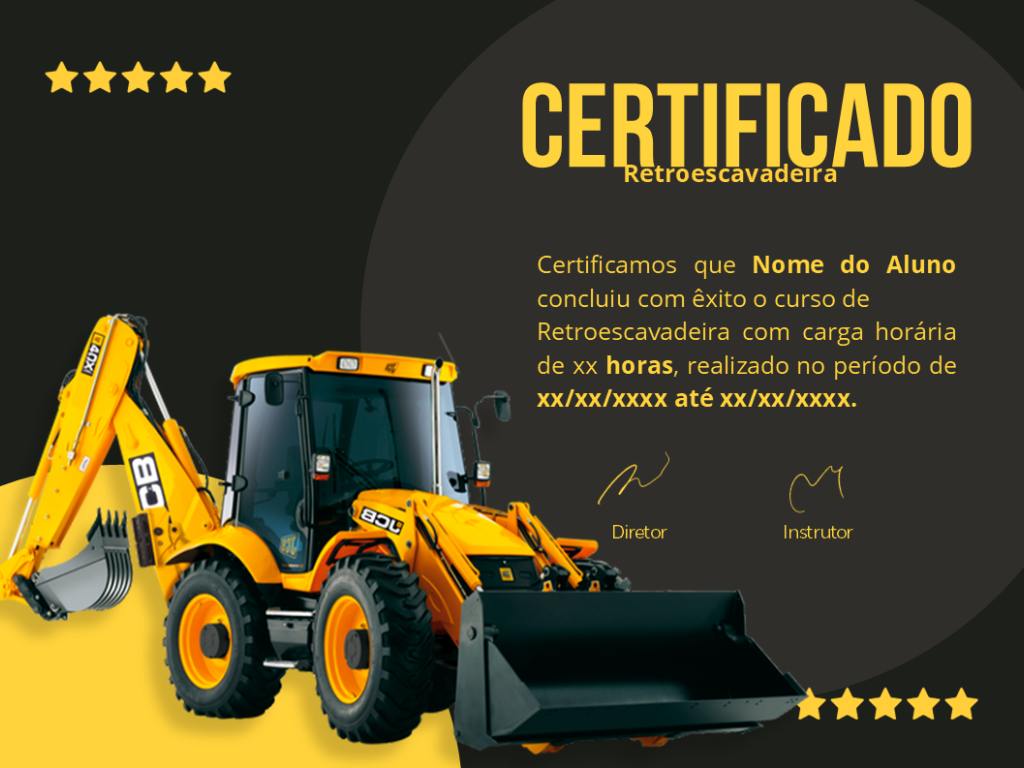 Certificado Retroescavadeira