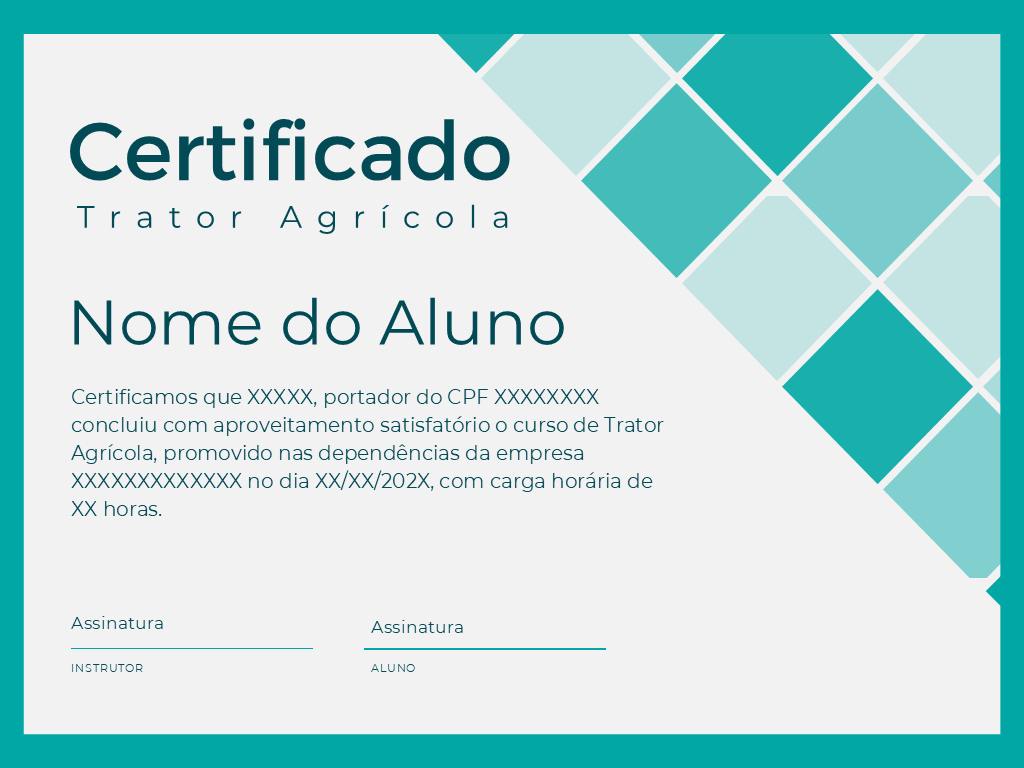 Certificado Trator Agrícola